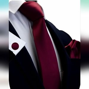 Solid Color Necktie and Pocket Square Cufflinks Sets For Men + Gift Box NWT